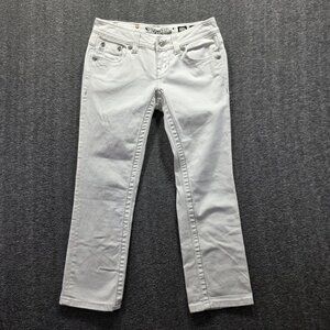 Miss Me Capri Jeans Womens 24 White JE5749P10 Cuffed Embellished Sequin Pockets